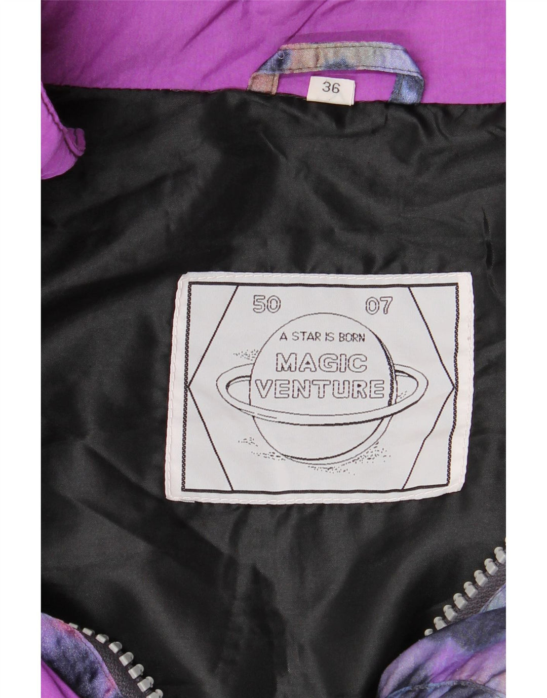 Jaqueta acolchoada feminina Magic Venture UE 36 pequena multicolorida anos 80