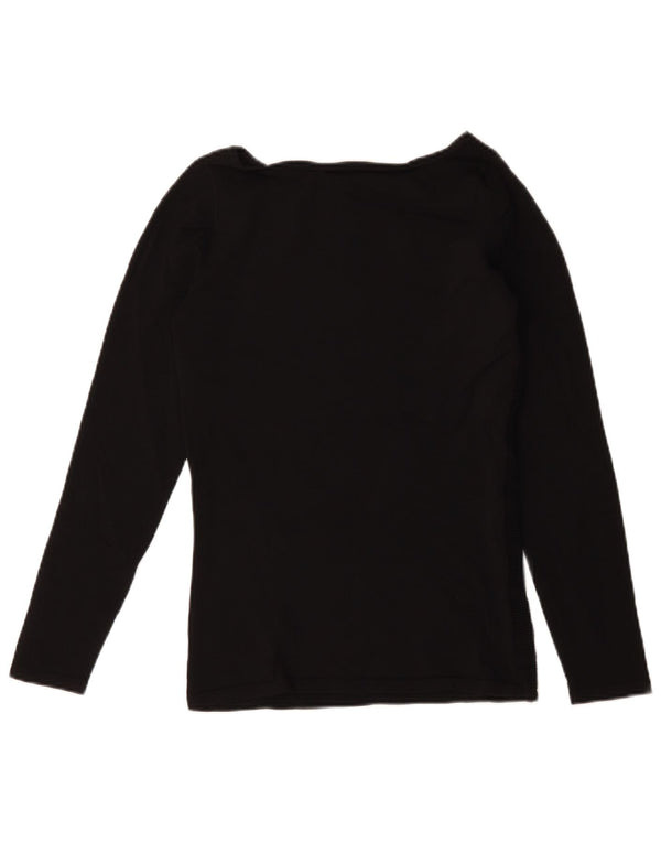 Top feminino Coast manga comprida UK 10 viscose listrada preta pequena