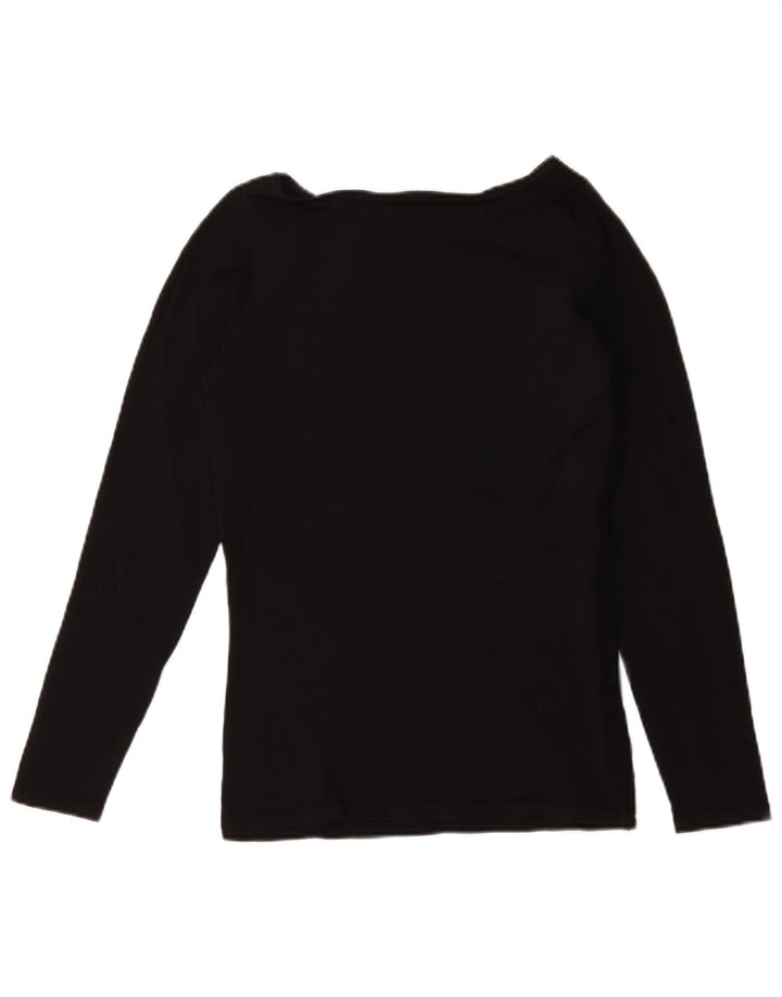 Top feminino Coast manga comprida UK 10 viscose listrada preta pequena