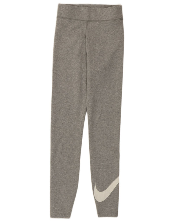 Nike Womens Graphic Leggings UK 4 XS Grey Cotton
