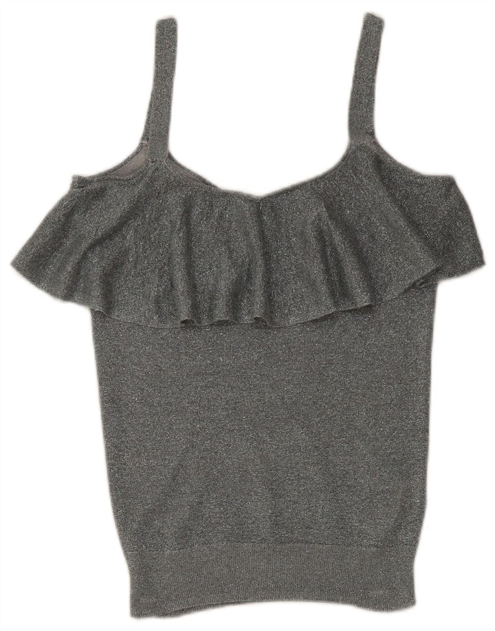 Top feminino Oasis Crop Cami UK 6 XS Silver Flecked Viscose