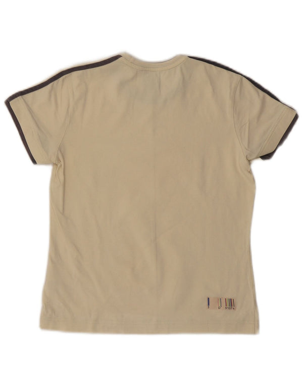 ADIDAS Womens Graphic T-Shirt Top UK 10 Pequeno Off White Algodão