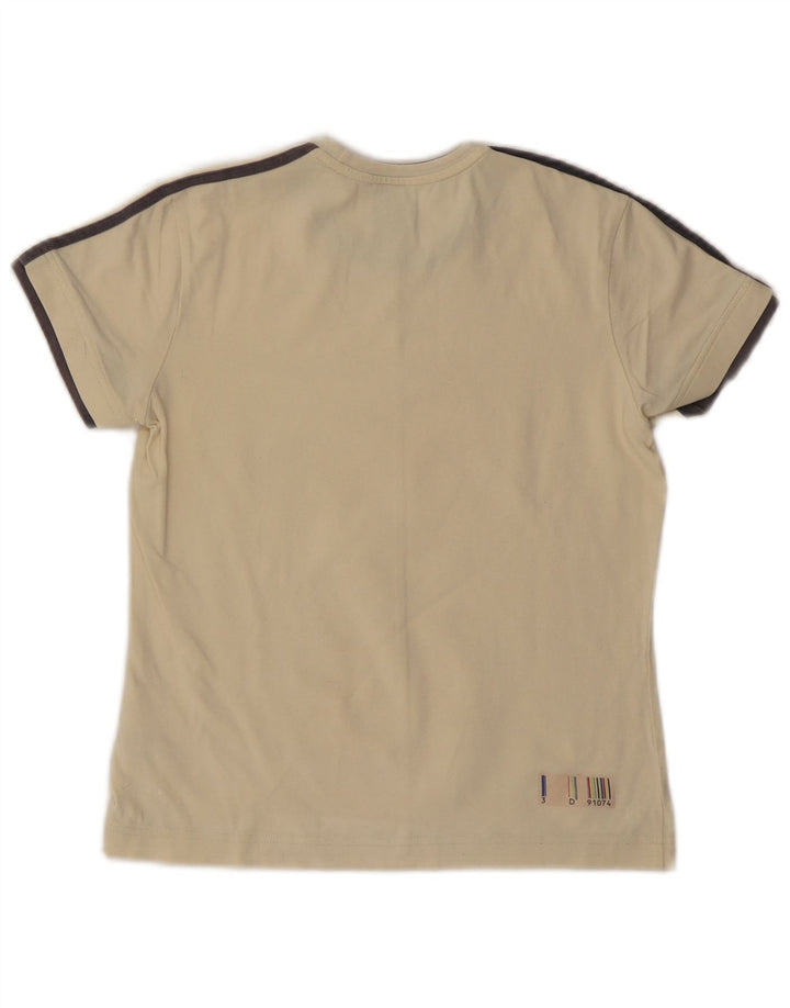 ADIDAS Womens Graphic T-Shirt Top UK 10 Pequeno Off White Algodão