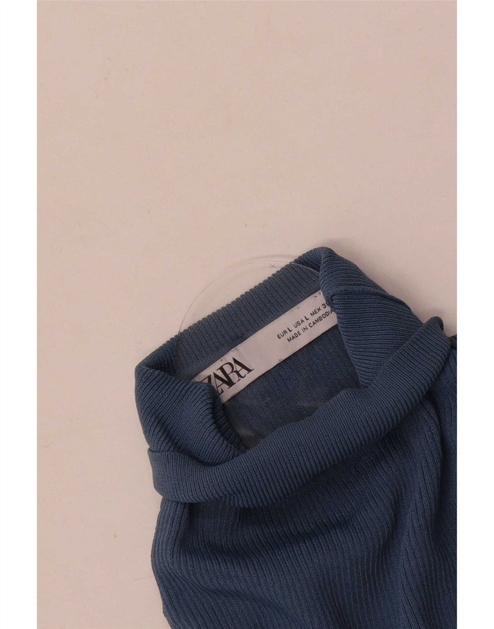 Zara Top feminino de um ombro Reino Unido 14 grande azul