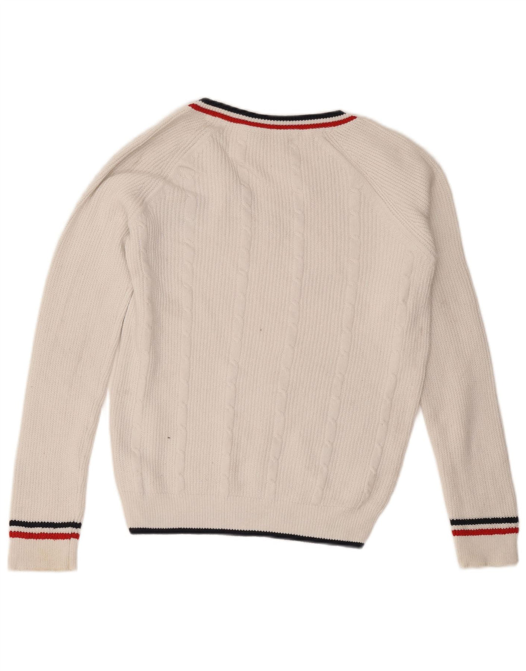 Crew Clothing Suéter masculino com decote em V, algodão branco médio