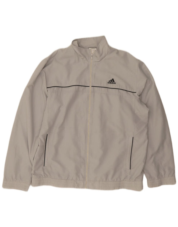 Adidas Mens Tracksuit Top Jacket UK 46/48 XL Cinza Poliéster