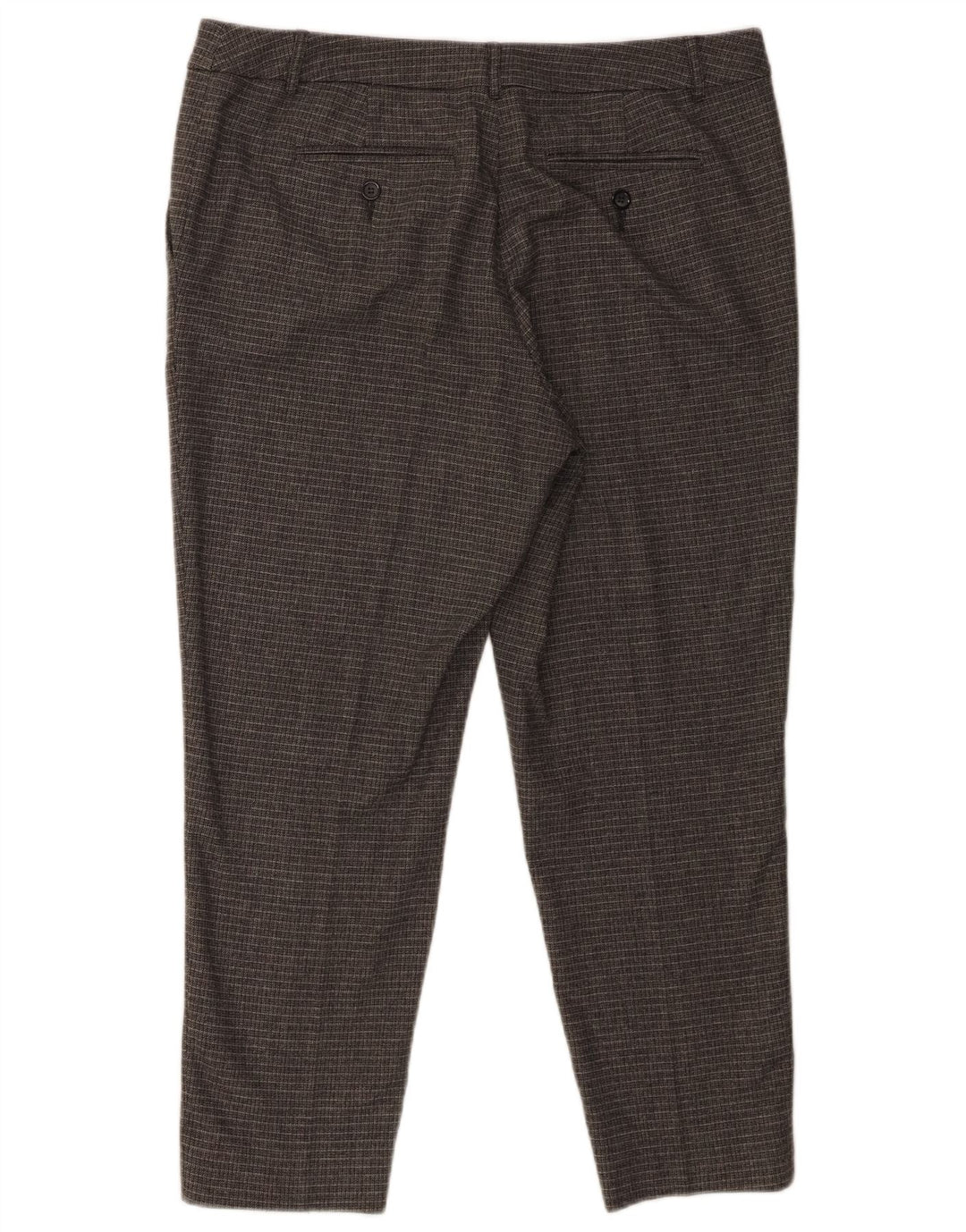 Calça feminina cortada slim Max & Co. Reino Unido 14 grande W34 L24 xadrez cinza