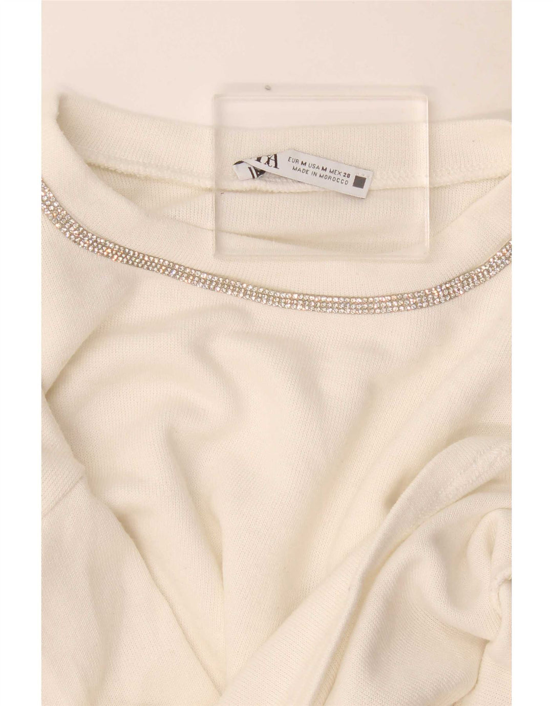 Zara Womens Crop Oversized Top Manga Longa Reino Unido 14 Médio Branco