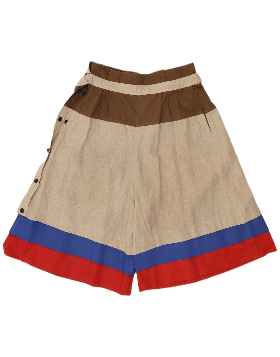 Gianfranco Ferre Shorts casual feminino W28 bloco colorido bege médio