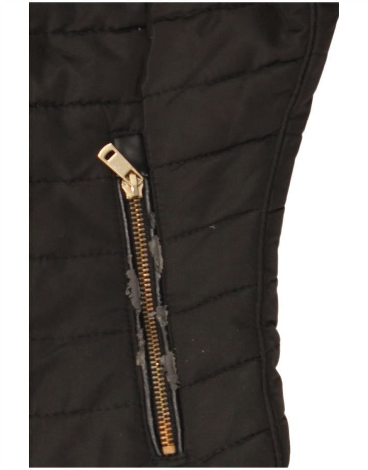 Jaqueta acolchoada com capuz feminina Zara UK 10 poliéster preto pequeno