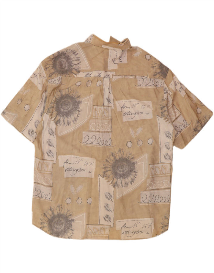 VIA CORTESA Camisa masculina de manga curta tamanho 43/44 XL bege patchwork