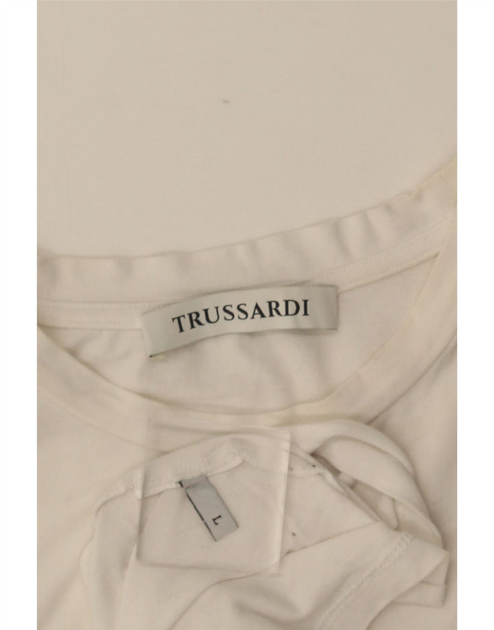Camiseta feminina Trussardi UK 14 grande branca