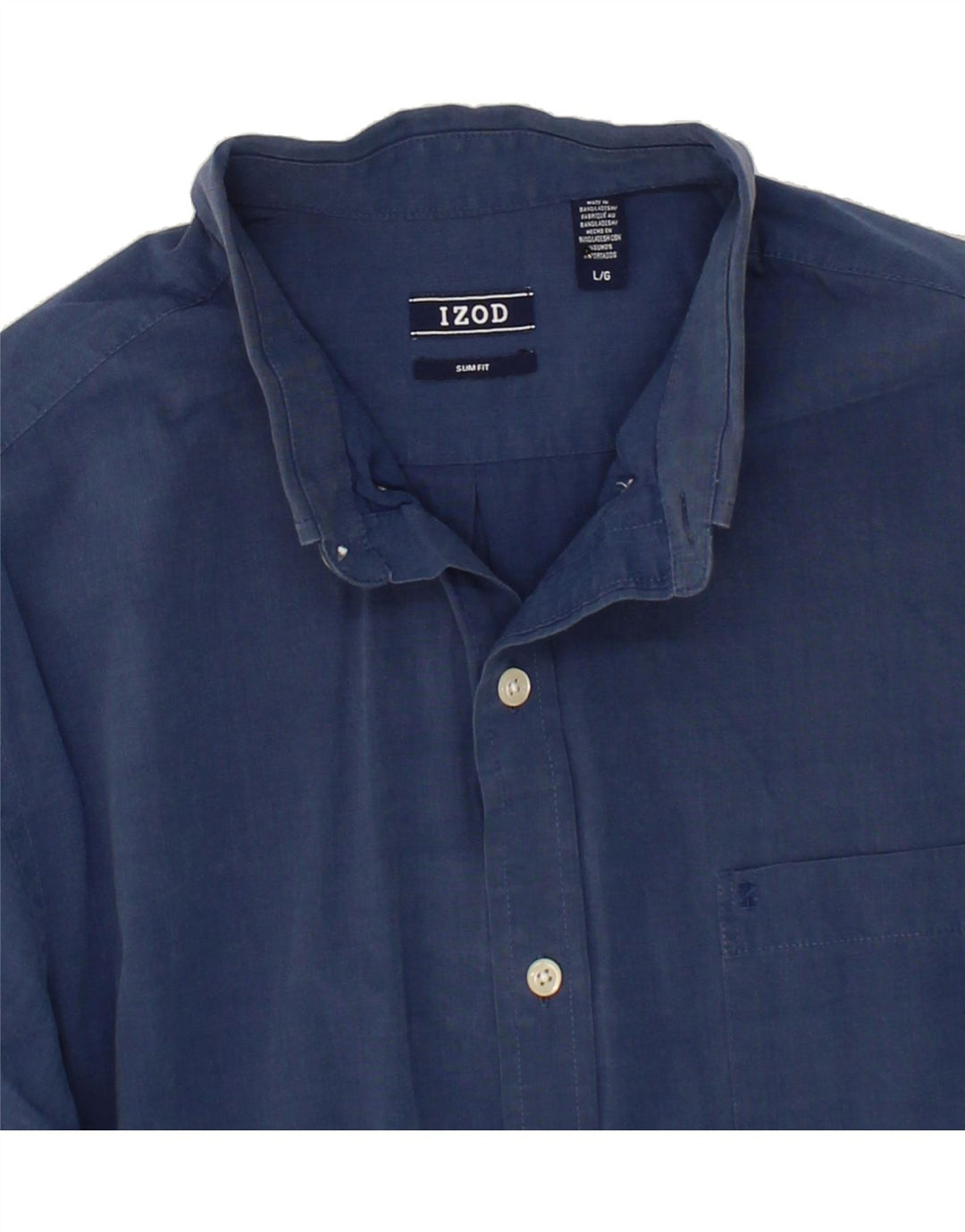 IZOD Mens Slim Fit Shirt Large Navy Blue Cotton Vintage Izod and Second-Hand Izod from Messina Hembry 