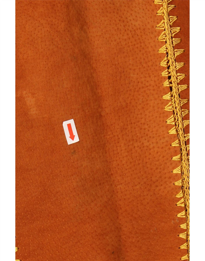 Colete de camurça vintage feminino UK 10 pequeno marrom