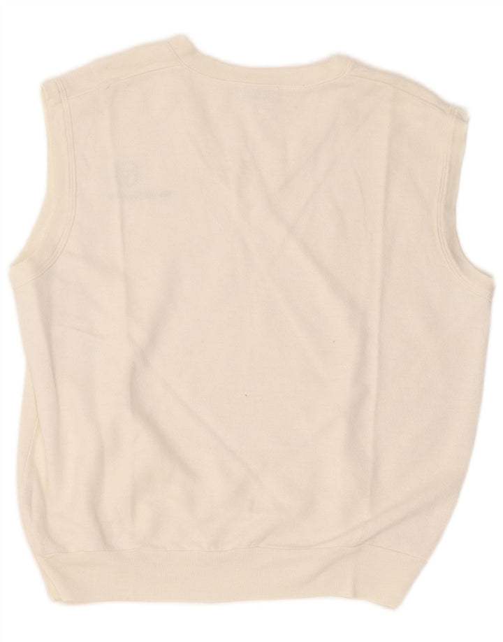 Sergio Tacchini moletom masculino sem mangas jumper médio branco acrílico