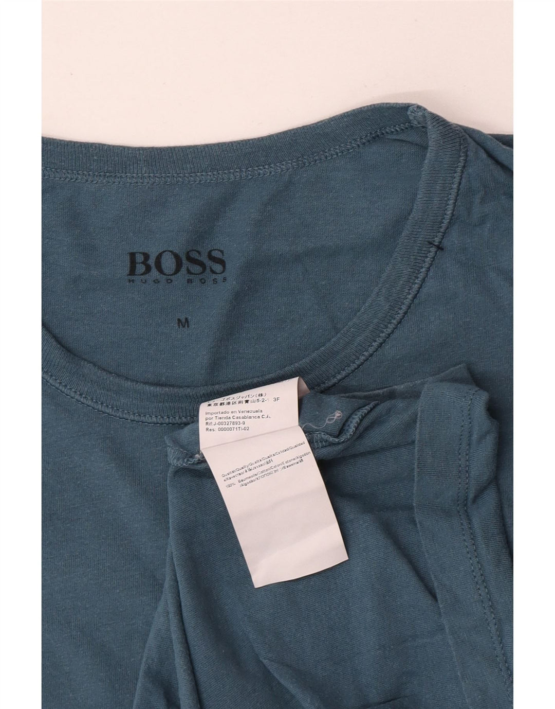 Camiseta masculina Hugo Boss Top médio algodão azul