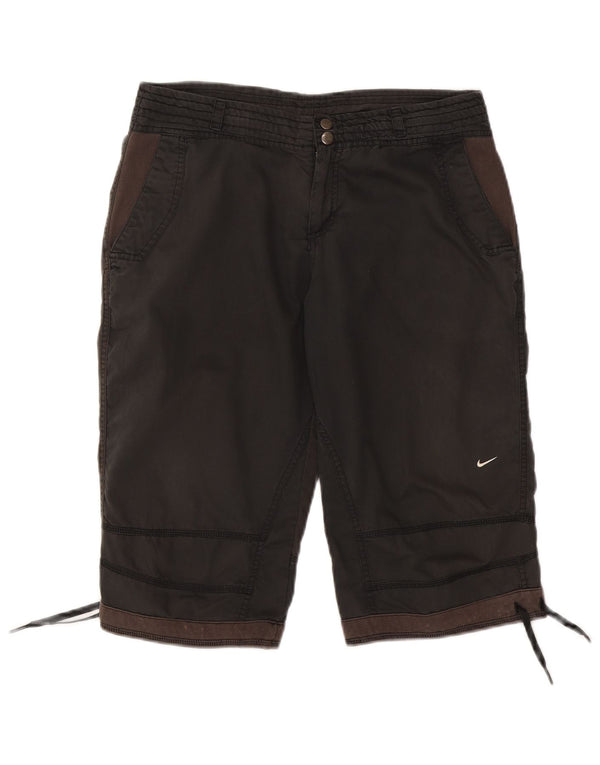 Nike Shorts Chino Gráficos Femininos Reino Unido 12 Médio W30 Preto Color Block Algodão