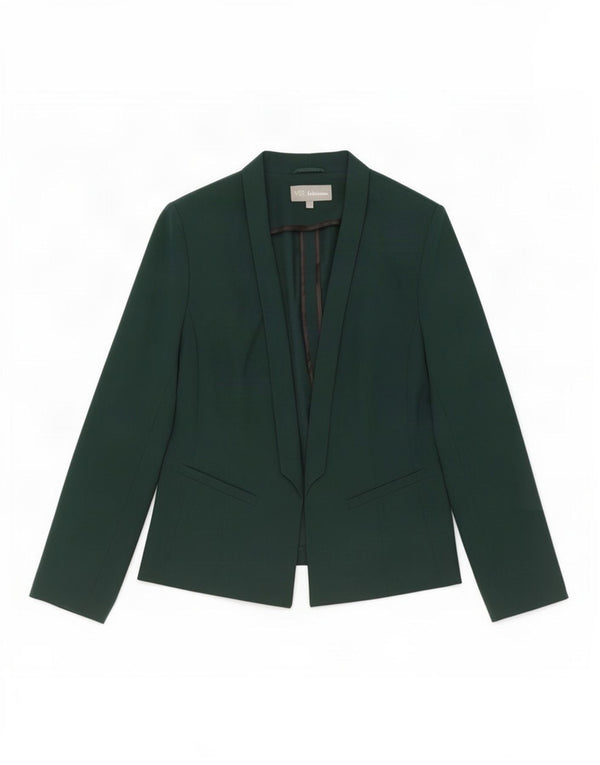 Jaqueta Blazer aberta feminina Marks & Spencer Reino Unido 16 grande poliéster verde