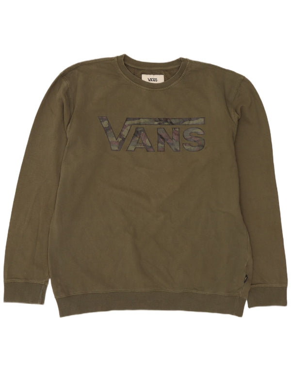 VANS Mens Graphic Moletom Jumper XL Cáqui Algodão