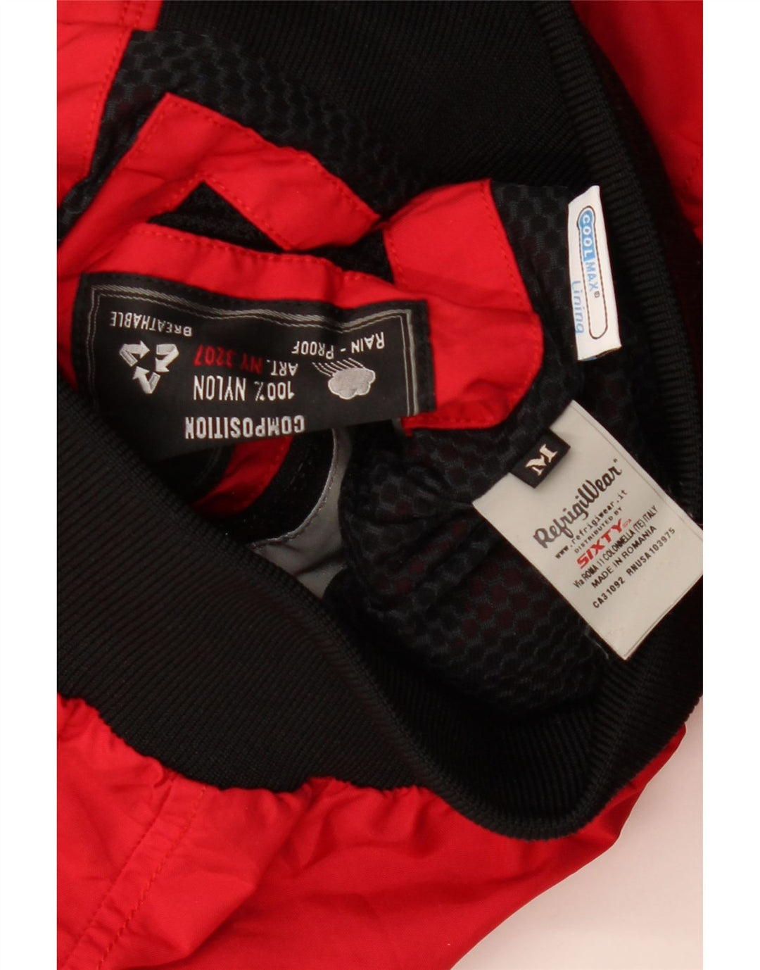 Jaqueta bomber feminina com capuz REFRIGIWEAR Reino Unido 12 poliamida vermelha média