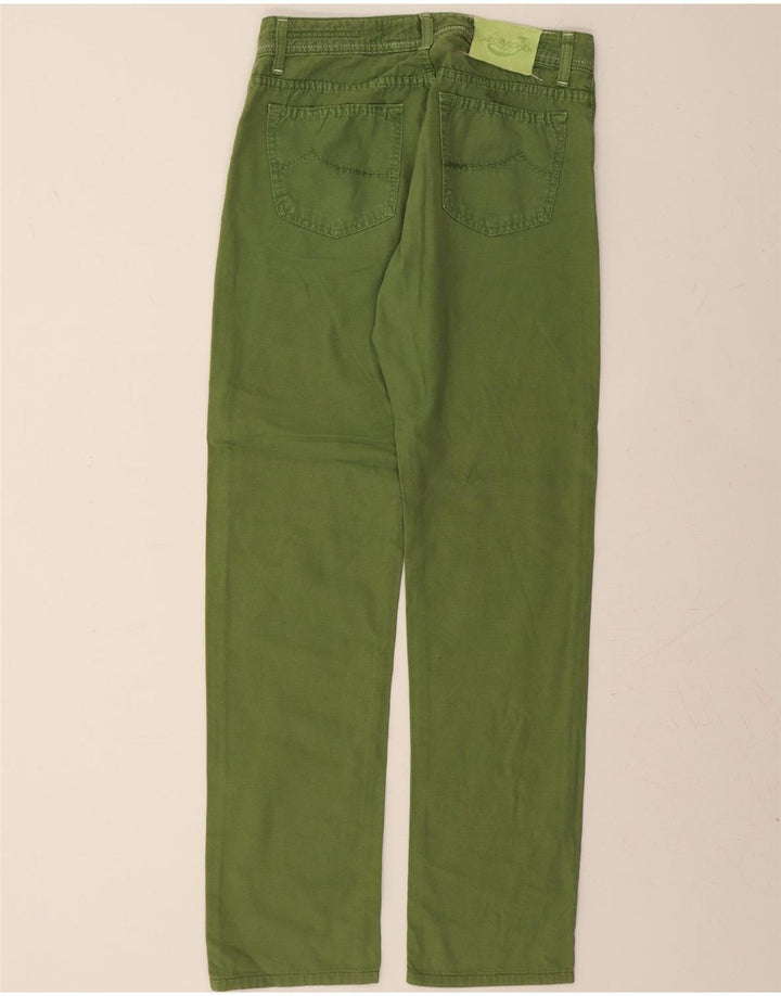 JACOB COHEN Womens Straight Casual Trousers W33 L32 Green Cotton Vintage Jacob Cohen and Second-Hand Jacob Cohen from Messina Hembry 