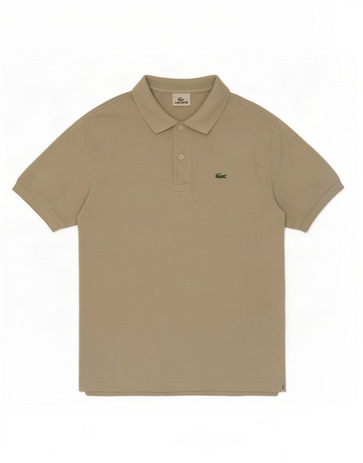 Camisa polo masculina Lacoste tamanho 4 algodão bege médio