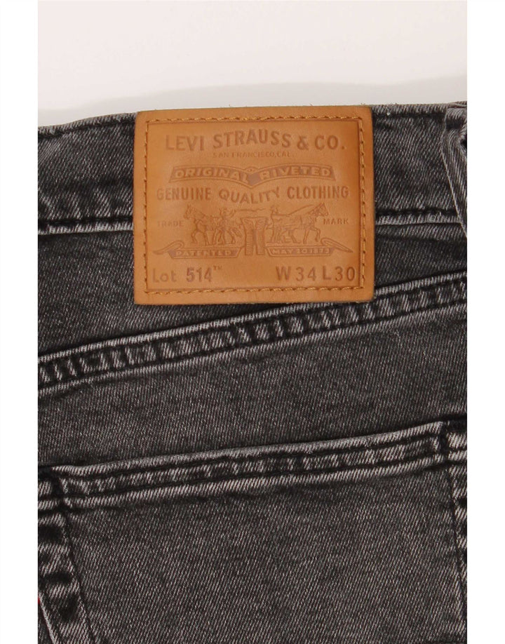Calça jeans masculina Levi's 514 Straight W34 L30 cinza algodão