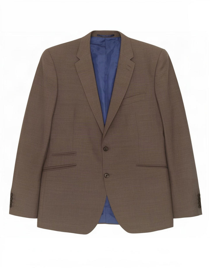 Jaqueta blazer masculina Marks & Spencer sob medida com 2 botões Reino Unido 46 XL lã cinza