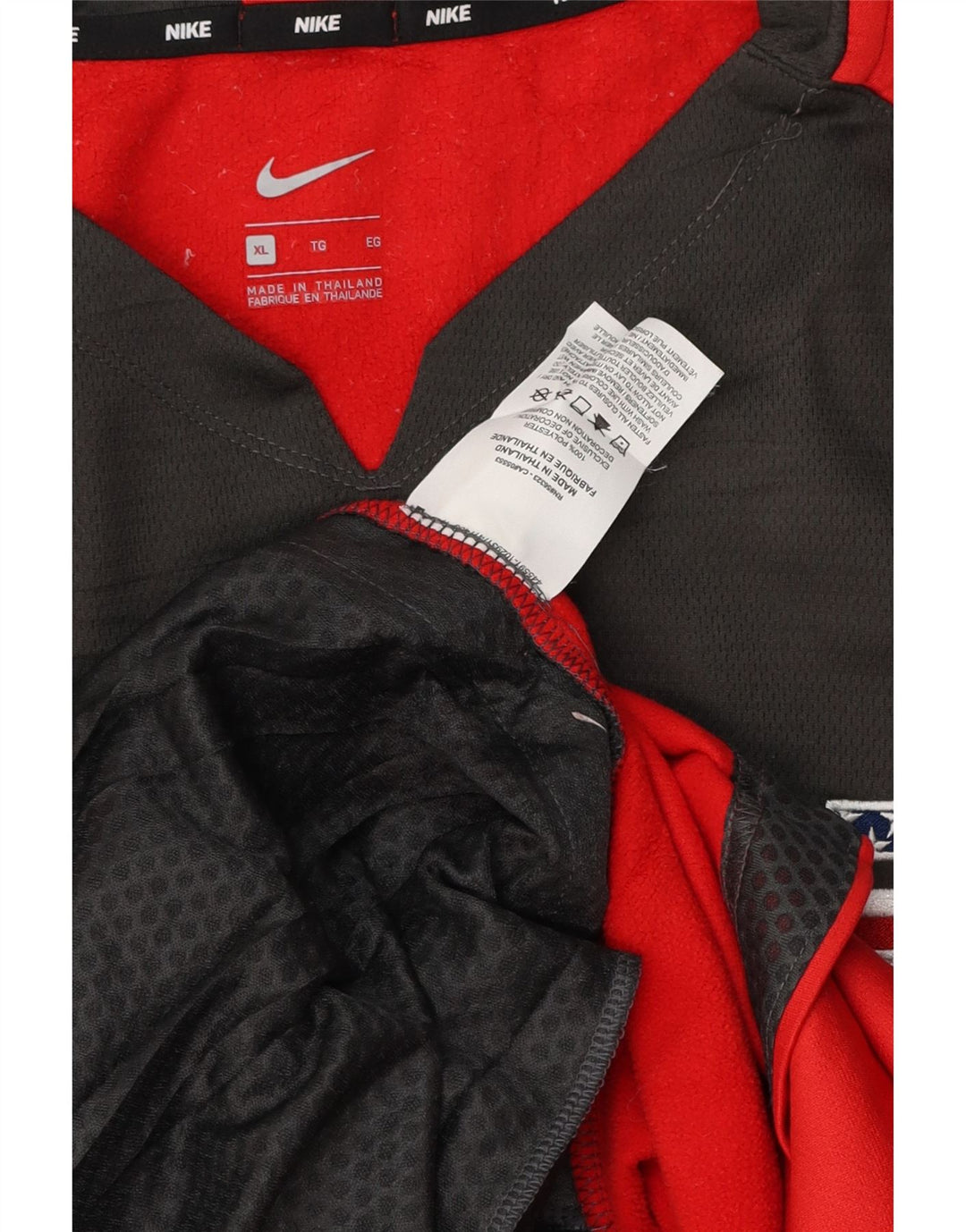 NIKE Masculino Top Manga Longa XL Vermelho Colourblock Poliéster