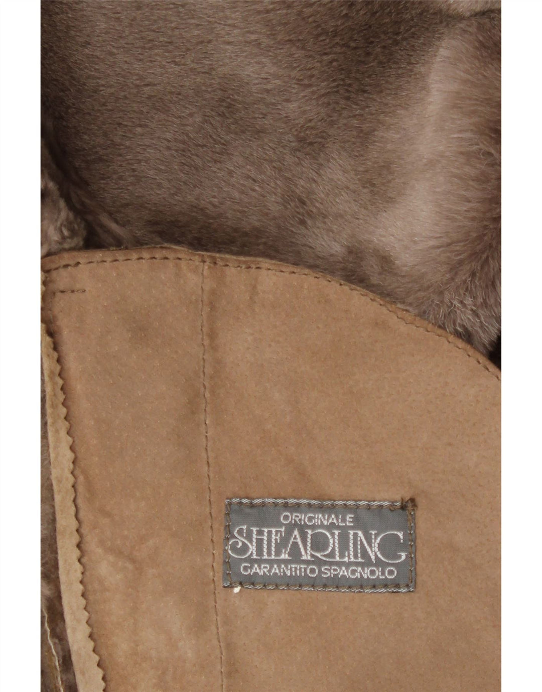 Casaco feminino vintage de shearling UK 18 XL Bege Shearling