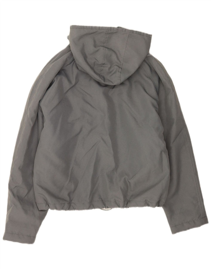 Jaqueta corta-vento oversized com capuz feminino vintage Reino Unido 10 nylon cinza pequeno