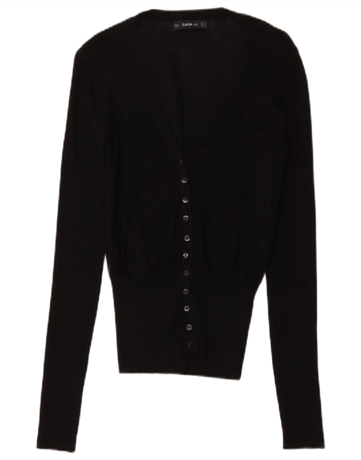 Suéter cardigã feminino Zara Reino Unido 12 viscose preta média