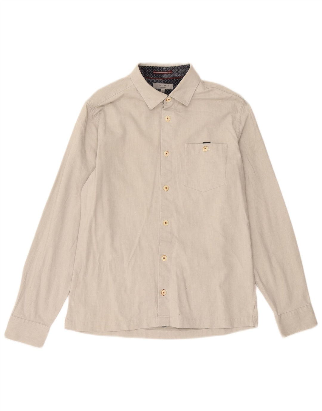Camisa masculina Ted Baker tamanho 3 pequeno algodão off white