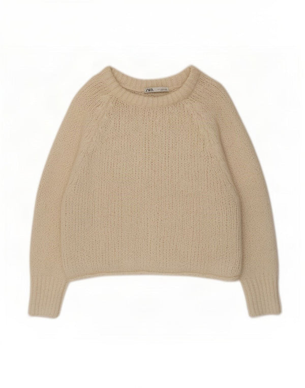 Zara Suéter feminino oversized com gola canoa Reino Unido 10 pequeno off white