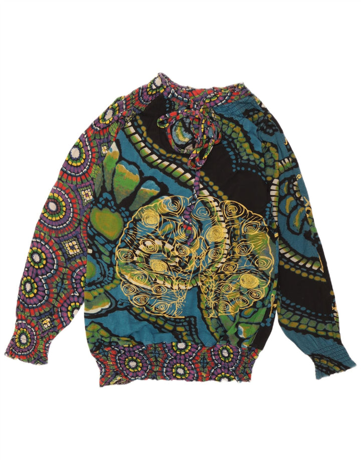 Blusa Feminina Desigual Padrão Abstrato Top UK 14 Médio Multicolorido