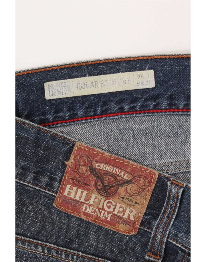 Tommy Hilfiger Masculino Regular Fit Bootcut Jeans W36 L34 Azul Algodão