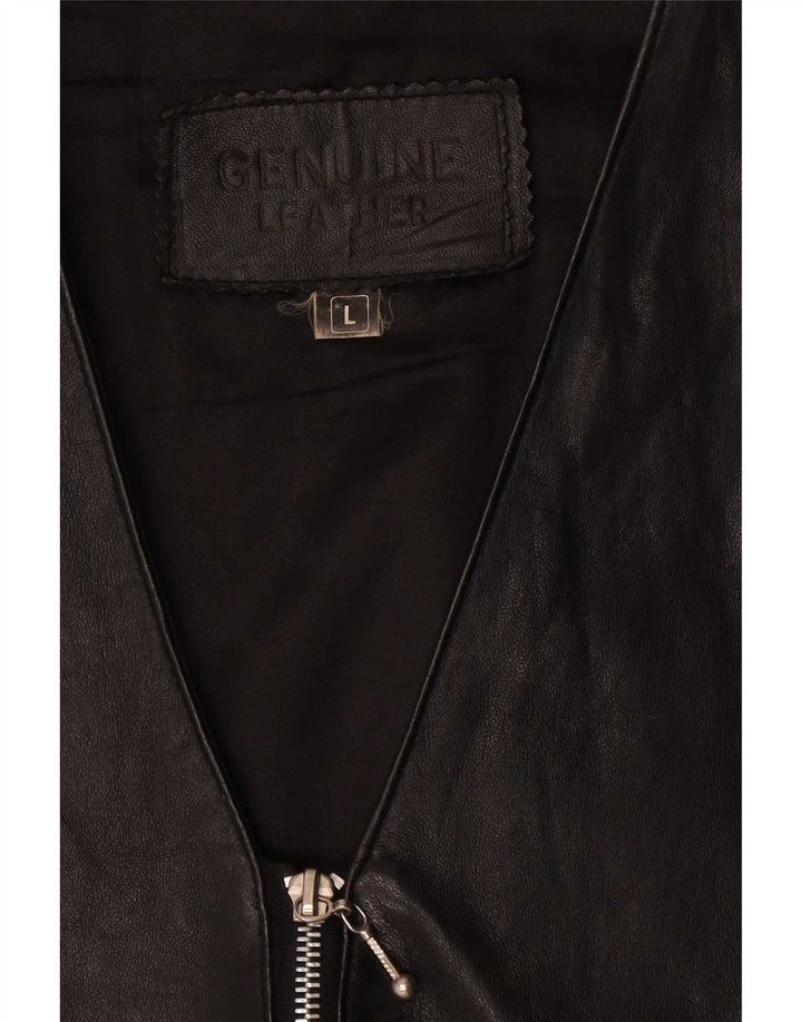 Colete de couro masculino vintage grande couro preto