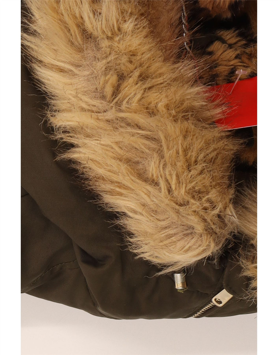 Jaqueta parka feminina com capuz Zara UK 14 poliéster cáqui médio