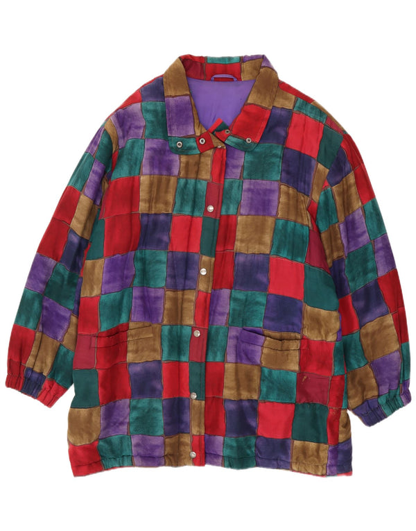 Casaco corta-vento oversized feminino vintage EU 44 XL patchwork multicolorido