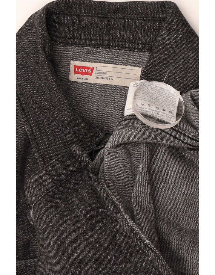 Camisa jeans masculina Levi's pequena cinza algodão