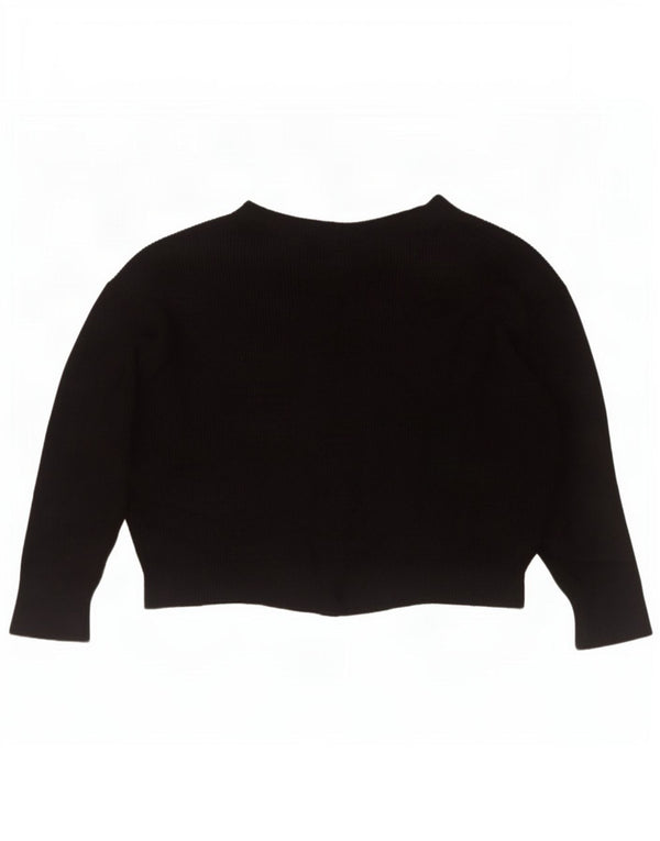 Zara Suéter feminino oversized com gola canoa Reino Unido 14 médio preto viscose
