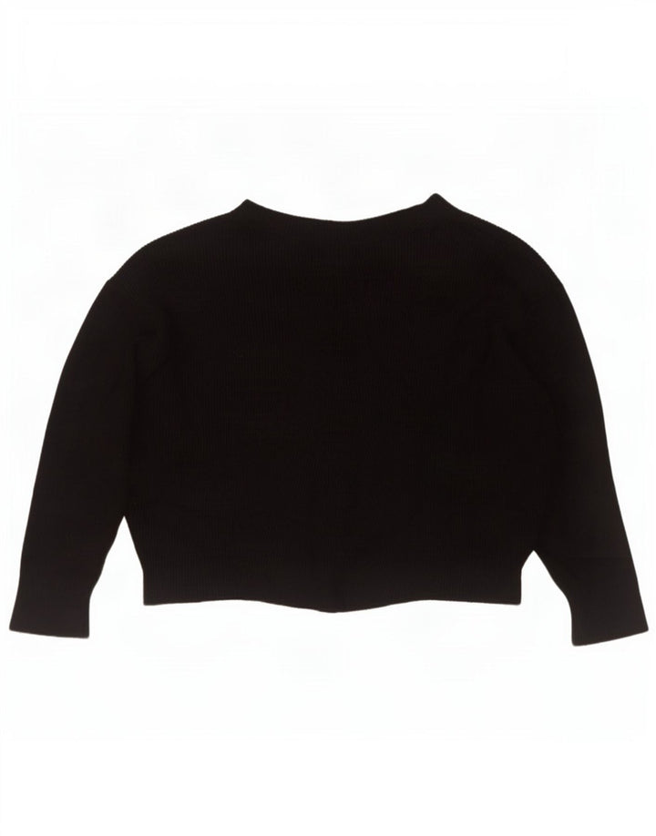 Zara Suéter feminino oversized com gola canoa Reino Unido 14 médio preto viscose