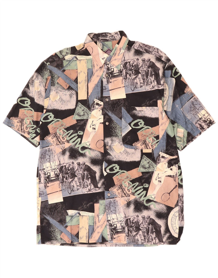 Camisa masculina de manga curta com padrão abstrato RUDNICK média multicolorida