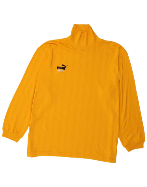 Puma Mens Top Manga Longa XL Amarelo Listrado Algodão