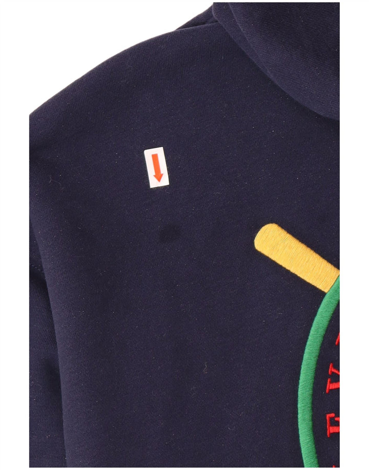 Suéter feminino com capuz e zíper gráfico grande da LEVI'S Reino Unido 10 pequeno azul marinho
