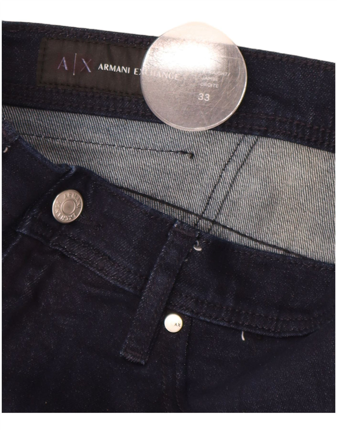 ARMANI EXCHANGE Jeans retos femininos W33 L29 azul marinho