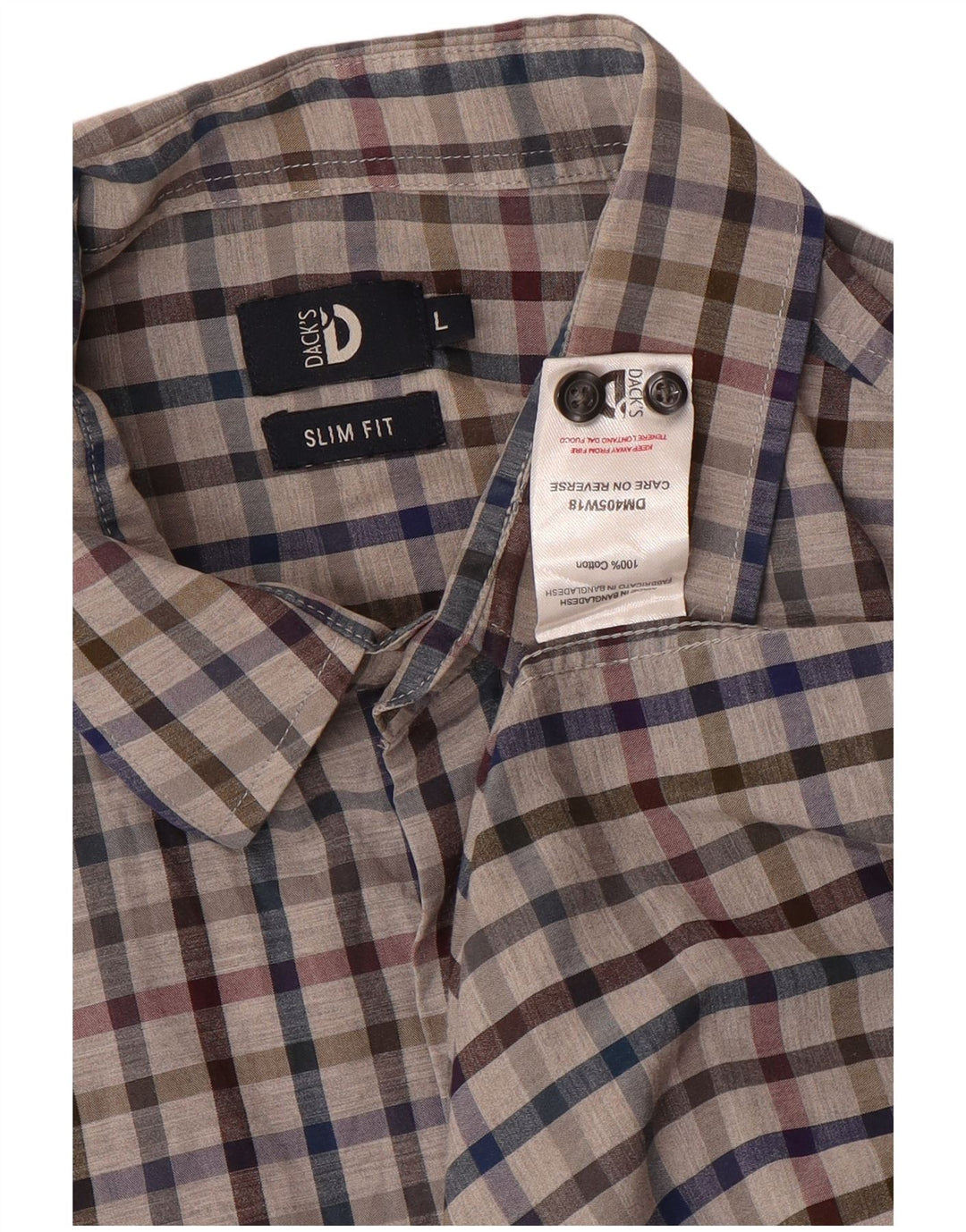 Camisa masculina slim fit Dack's grande algodão xadrez cinza
