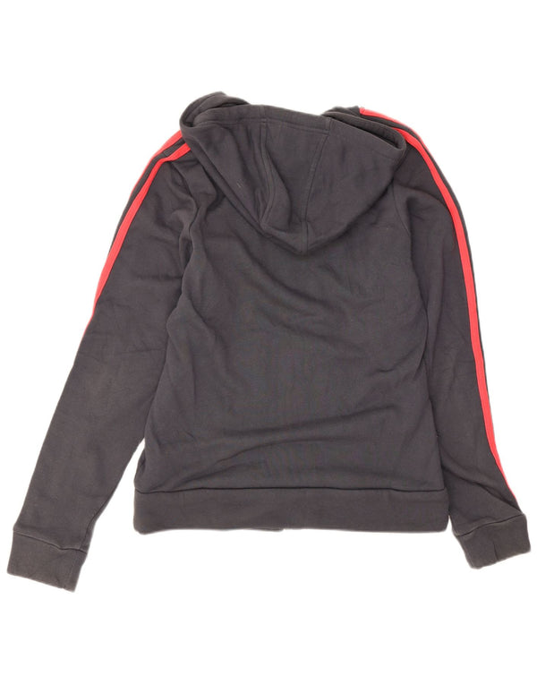 Suéter adidas feminino com capuz e zíper UK 12 algodão cinza médio