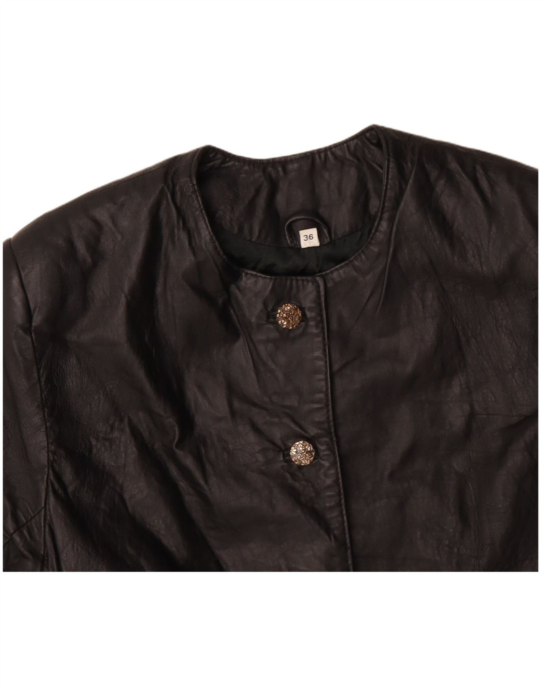 Jaqueta Bolero feminina VINTAGE de couro grande UE 36 pequena de couro preto