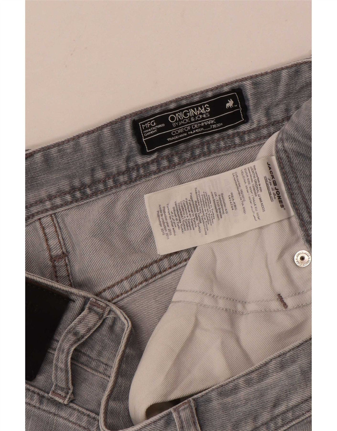 Jack & Jones Masculino Tim Slim Jeans W30 L34 Algodão Cinza